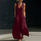 Damen ärmelloser V-Ausschnitt Jumpsuit mit Taschen