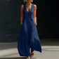 Damen ärmelloser V-Ausschnitt Jumpsuit mit Taschen