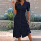 🌿 50 % RABATT FÜR BEGRENZTE ZEIT! 👗 Damen Midikleid mit Broderie Anglaise – V-Ausschnitt, Puff-Kurzärmel, Taillenraffung & Rüschensaum für Sommer & Urlaub