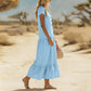 🌸 Maxikleid für Damen mit V-Ausschnitt & Knöpfen – Locker, Feminin & Elegant, Rüschen am Saum, Atmungsaktiv, Passend für Jeden, S-3XL, 10 Farben ✨