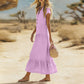 🌸 Maxikleid für Damen mit V-Ausschnitt & Knöpfen – Locker, Feminin & Elegant, Rüschen am Saum, Atmungsaktiv, Passend für Jeden, S-3XL, 10 Farben ✨