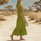 🌸 Maxikleid für Damen mit V-Ausschnitt & Knöpfen – Locker, Feminin & Elegant, Rüschen am Saum, Atmungsaktiv, Passend für Jeden, S-3XL, 10 Farben ✨