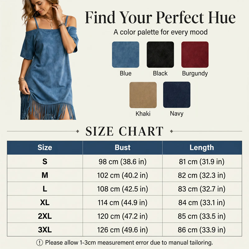Damen Off-Shoulder-Träger-Fransenkleid