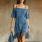 Damen Off-Shoulder-Träger-Fransenkleid