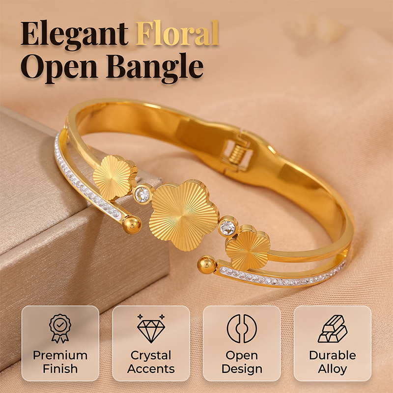 Damen elegantes offenes Blumenarmband