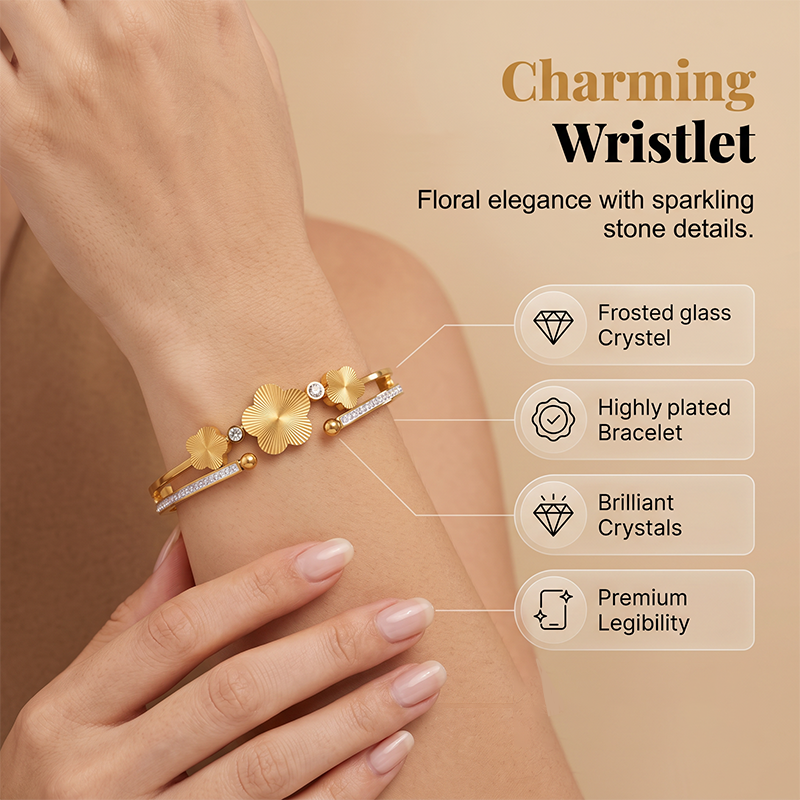 Damen elegantes offenes Blumenarmband
