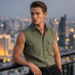 Herren Sommer ärmelloses Button-Down-Hemd
