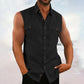 Herren Sommer ärmelloses Button-Down-Hemd