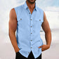 Herren Sommer ärmelloses Button-Down-Hemd