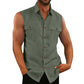 Herren Sommer ärmelloses Button-Down-Hemd