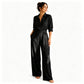 Jumpsuit für Damen mit halben Ärmeln und weitem Bein