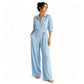 Jumpsuit für Damen mit halben Ärmeln und weitem Bein