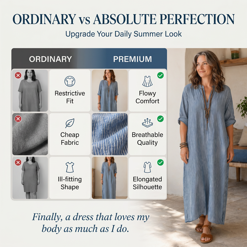 Gestreiftes Maxikleid mit V-Ausschnitt für Damen