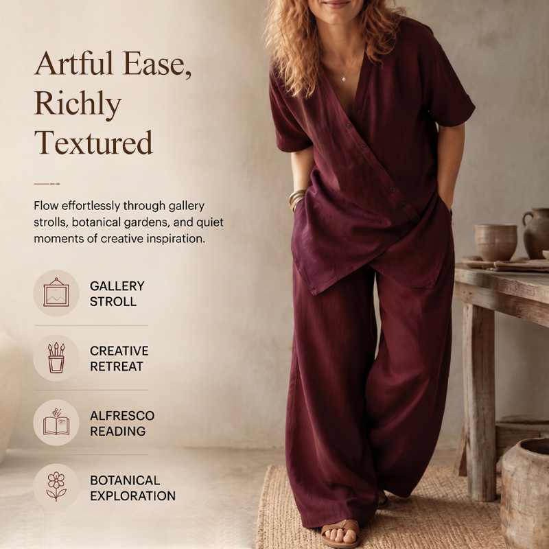 🚨 Eilmeldung: 50% endet heute Nacht! Set aus asymmetrischem Oberteil und Hose mit weitem Bein für Damen