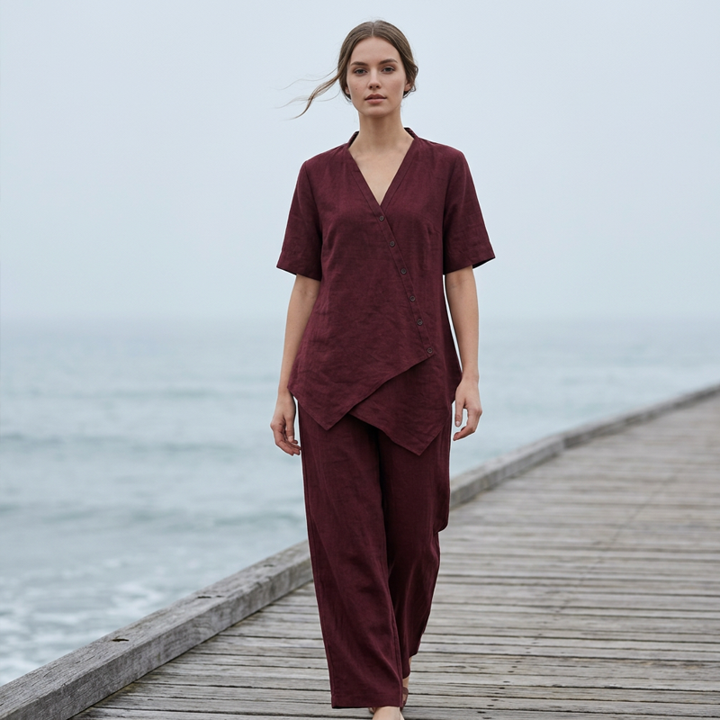 🚨 Eilmeldung: 50% endet heute Nacht! Set aus asymmetrischem Oberteil und Hose mit weitem Bein für Damen