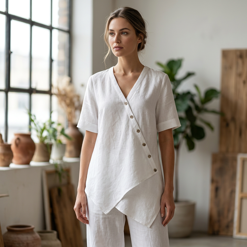 🚨 Eilmeldung: 50% endet heute Nacht! Set aus asymmetrischem Oberteil und Hose mit weitem Bein für Damen