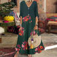 Damen Sommer V-Ausschnitt-Knopfleisten-Maxikleid