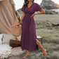 Damen Sommer V-Ausschnitt Seitenschlitz Maxikleid