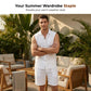 Herren Leinen ärmelloses Hemd & Shorts Set