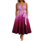 Elegantes Damenkleid mit V-Ausschnitt, Farbverlauf und Taschen