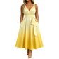 Elegantes Damenkleid mit V-Ausschnitt, Farbverlauf und Taschen