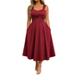 Elegantes Damenkleid mit V-Ausschnitt und Taschen