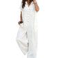 Lässiger, locker sitzender Kurzarm-Jumpsuit mit Knöpfen für Damen