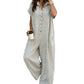 Lässiger, locker sitzender Kurzarm-Jumpsuit mit Knöpfen für Damen