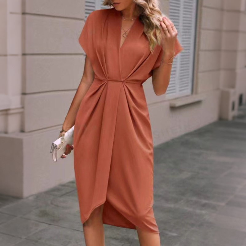 📦 Täglich 500+ Pakete versendet – der Wahnsinn! 🌺Elegantes Damenkleid mit V-Ausschnitt und Rüschen