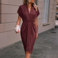 📦 Täglich 500+ Pakete versendet – der Wahnsinn! 🌺Elegantes Damenkleid mit V-Ausschnitt und Rüschen