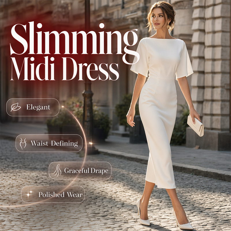 🌟 Der Look, den alle suchen – bei uns 50% günstiger! Elegantes Damenkleid mit U-Boot-Ausschnitt und Flatterärmeln