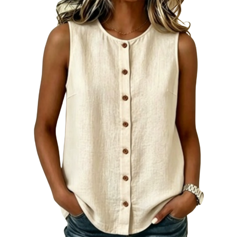Damen ärmelloses Tanktop mit Knopfleiste