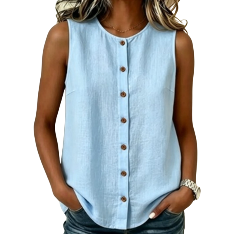 Damen ärmelloses Tanktop mit Knopfleiste