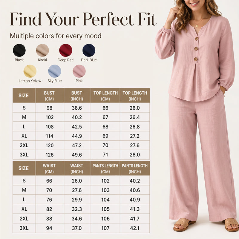 ⏰ Countdown läuft – 50% nur noch 3 Tage! 🌺Set aus langärmeligem Oberteil mit V-Ausschnitt und Hose für Damen