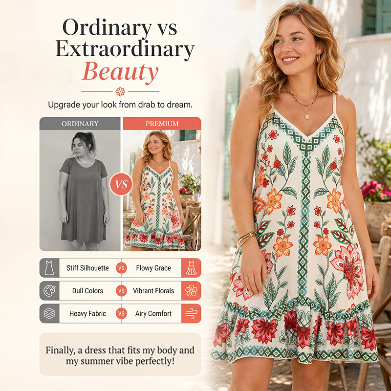 ⌛Zeitlich begrenztes Angebot – Damen Blumenprint ärmelloses Slipkleid