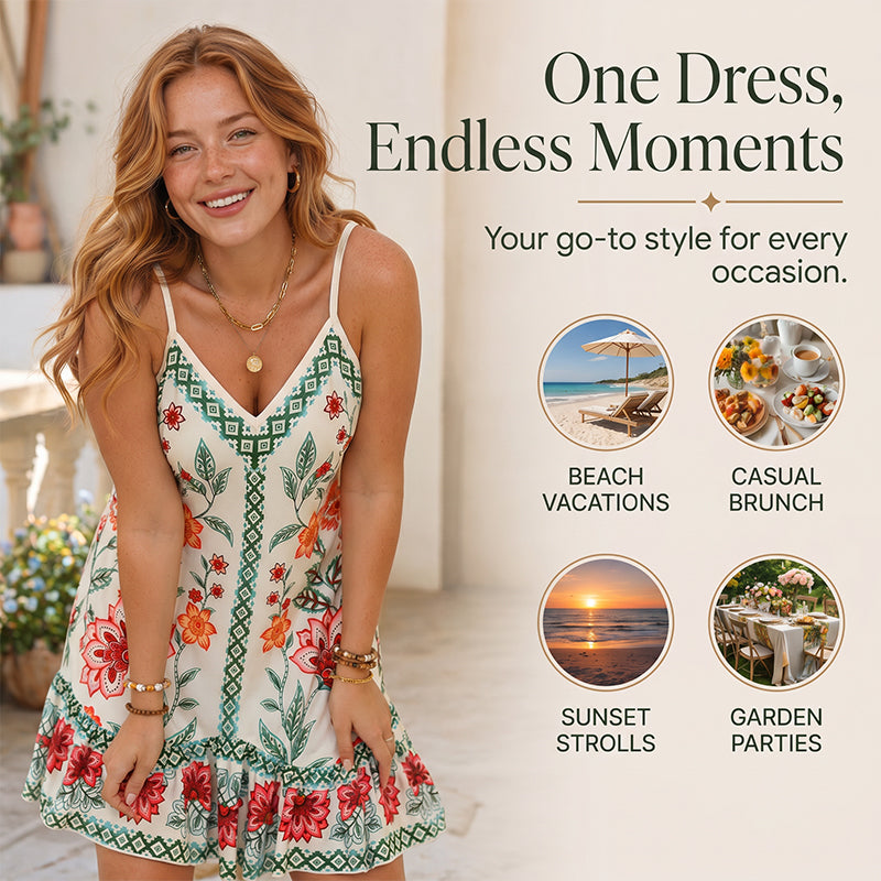 ⌛Zeitlich begrenztes Angebot – Damen Blumenprint ärmelloses Slipkleid
