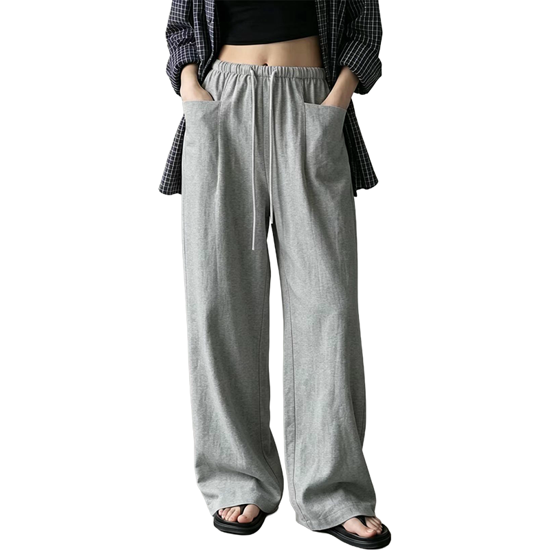 Damen hoch taillierte weite Kordelzug-Hose