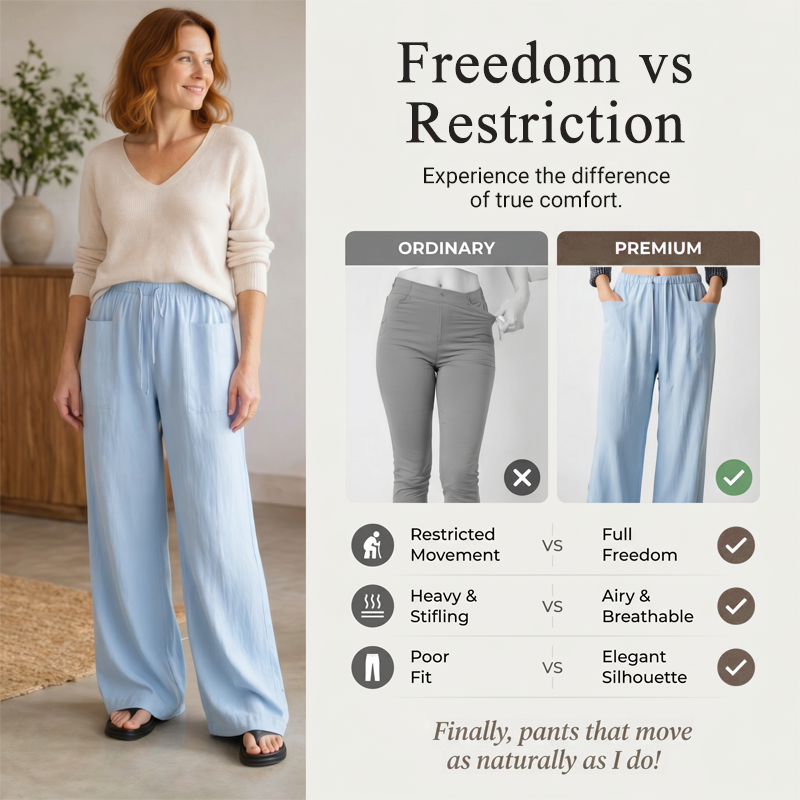 Damen hoch taillierte weite Kordelzug-Hose