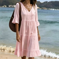 Sommerkleid für Damen in A-Linie mit Stufenschnitt und Quasten