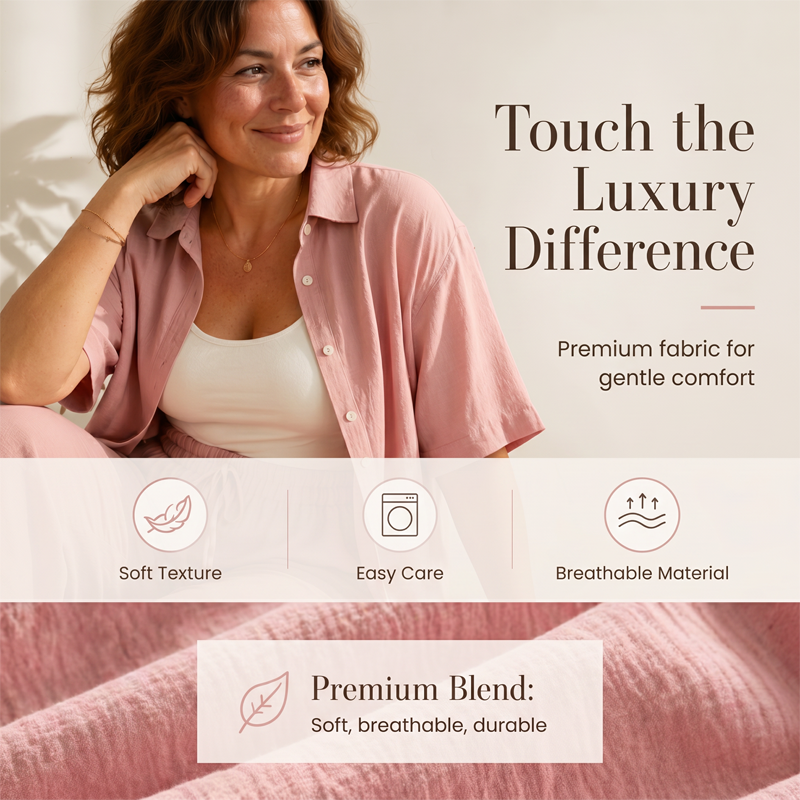 Damen Kurzarmbluse & Weitbein-Hosen-Set