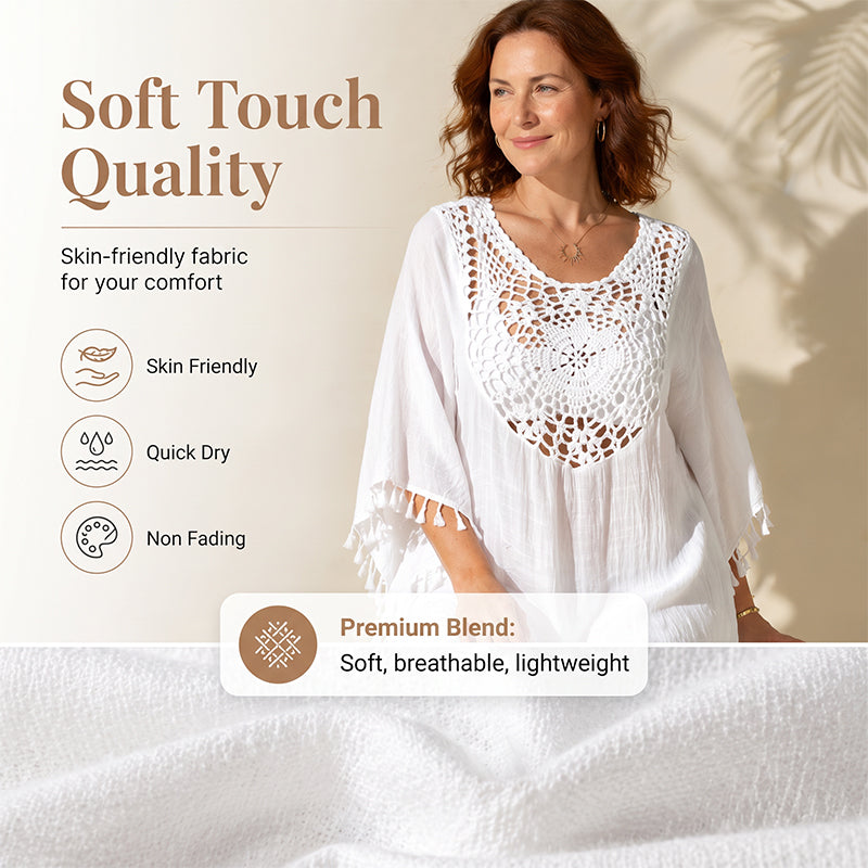 ⌛50 % Rabatt am letzten Tag – Strandpareo für Damen aus gehäkeltem Patchwork mit Quaste