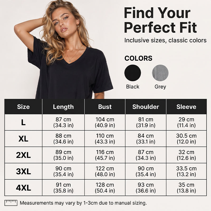 📈 Verkaufshit Nr. 1 – direkt 50%! T-Shirt-Kleid mit V-Ausschnitt für Damen in Übergrößen