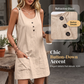 Damen Sommer ärmelloses Kleid mit Taschen