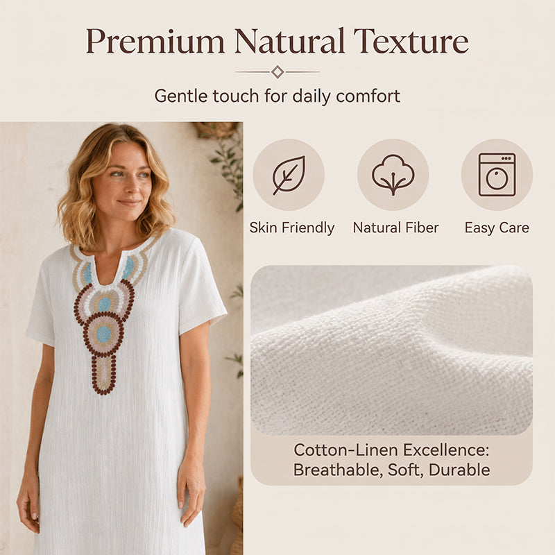 Besticktes Maxikleid für Damen mit Frontschlitz