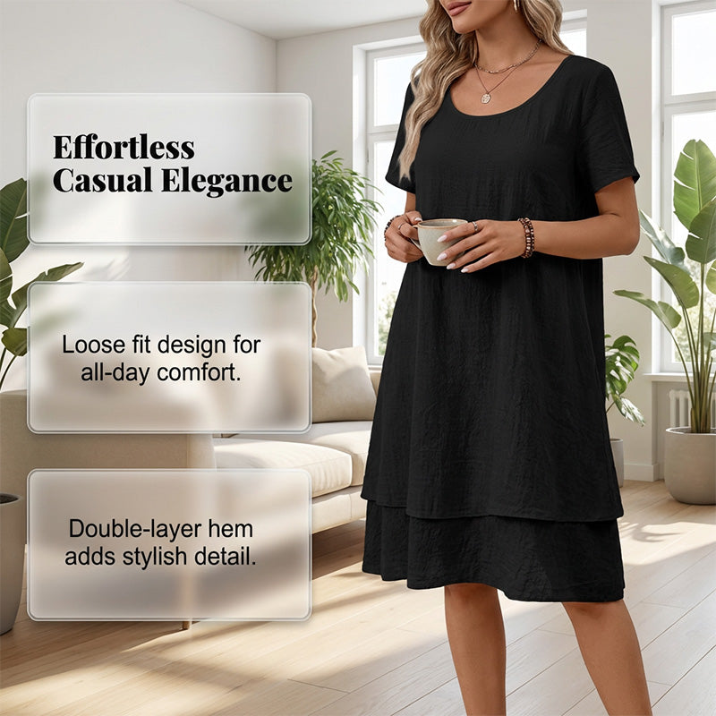 Damen lässiges locker sitzendes Kurzarmkleid
