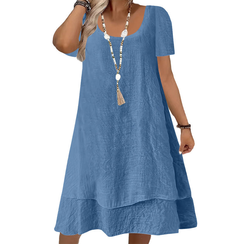 Damen lässiges locker sitzendes Kurzarmkleid