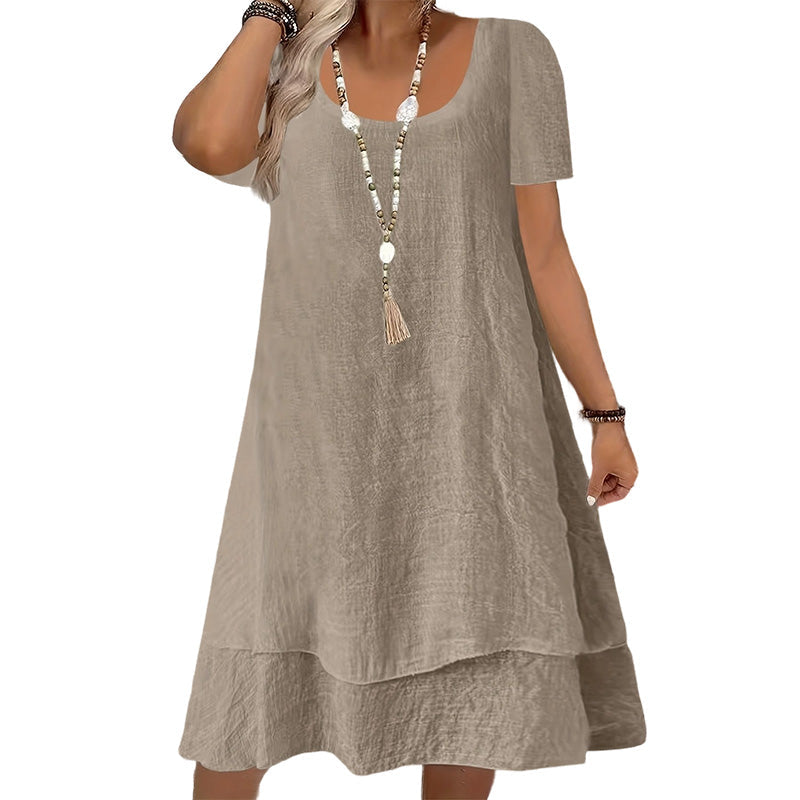 Damen lässiges locker sitzendes Kurzarmkleid