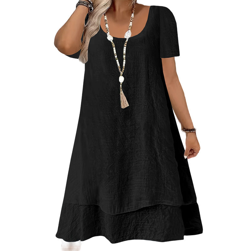 Damen lässiges locker sitzendes Kurzarmkleid