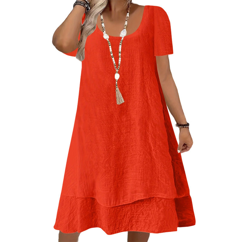 Damen lässiges locker sitzendes Kurzarmkleid