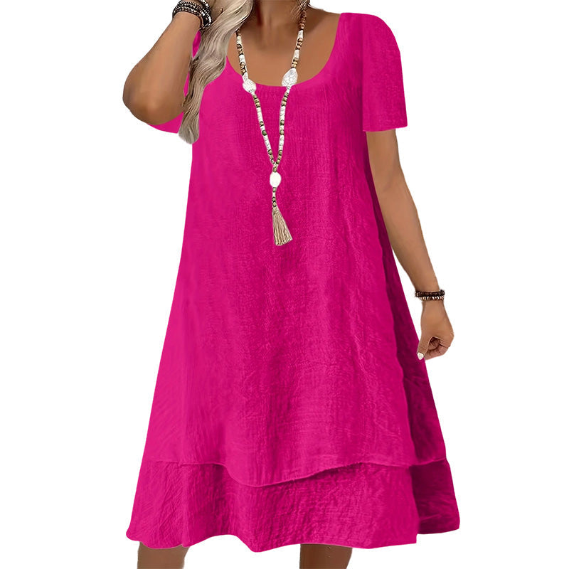 Damen lässiges locker sitzendes Kurzarmkleid
